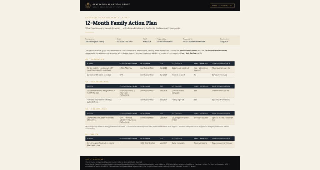 12 month family action plan - Sample Illustrative Image