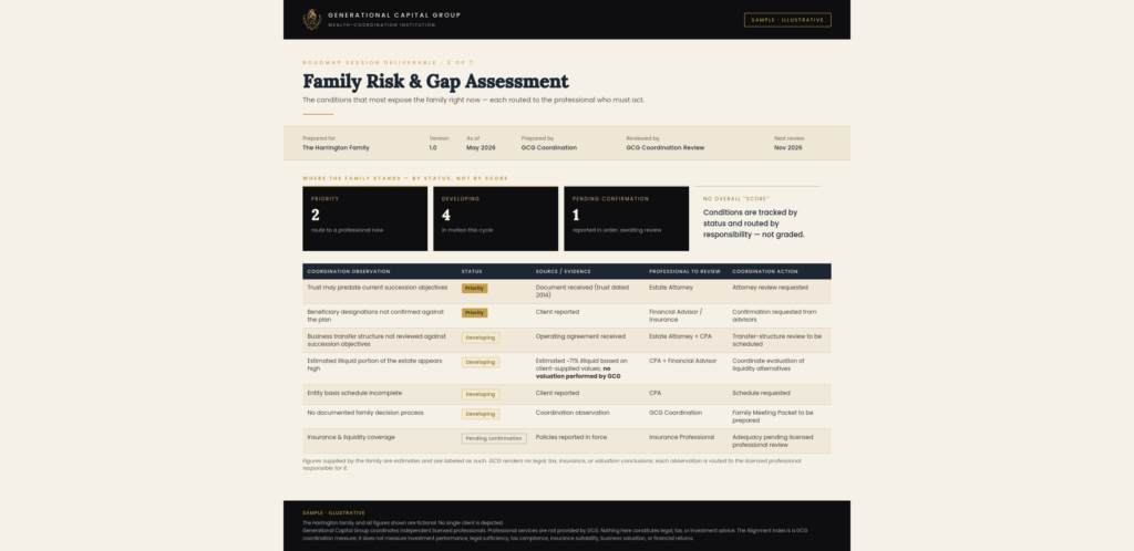 Family risk & gap assessment - Sample Illustrative Image