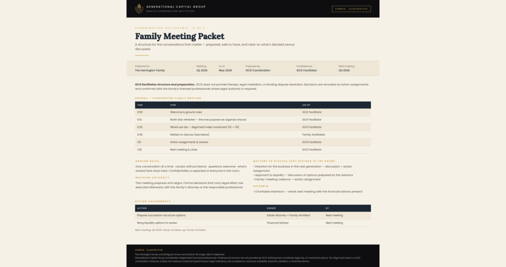 Family meeting packet - Sample Illustrative Image