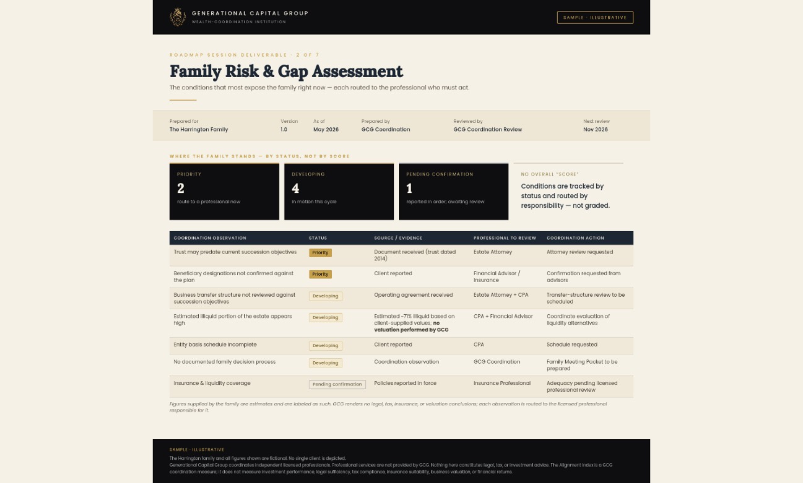 Risk and gap assessment sample illustrative image